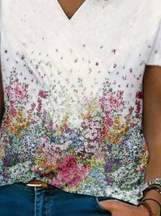 V Neck Short Sleeve Top