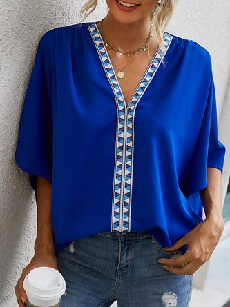 Holiday V Neck Plain Top