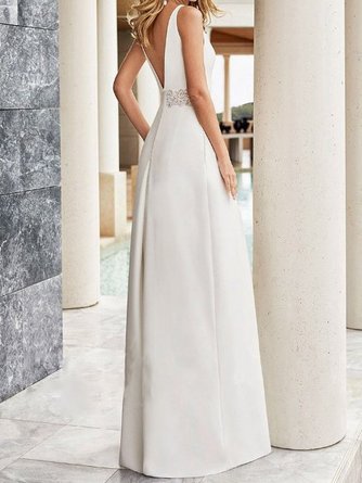 Sleeveless Shift V Neck One-Pieces