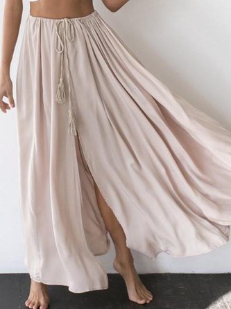 Holiday Apricot Polyester Midi Skirt