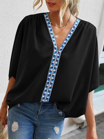 Holiday V Neck Plain Top