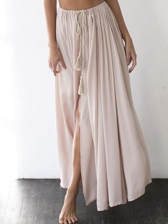 Holiday Apricot Polyester Midi Skirt