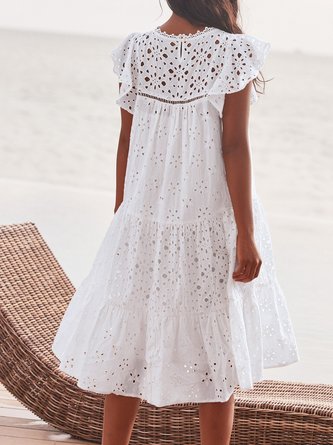 Shift Guipure Lace Holiday Solid Dress
