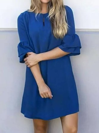 Crew Neck Half Sleeve Lady Sweet Dress