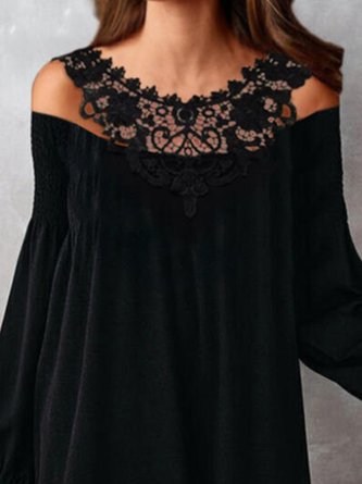 Halter Elegant Long Sleeve Solid Dress