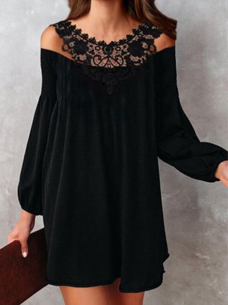 Halter Elegant Long Sleeve Solid Dress