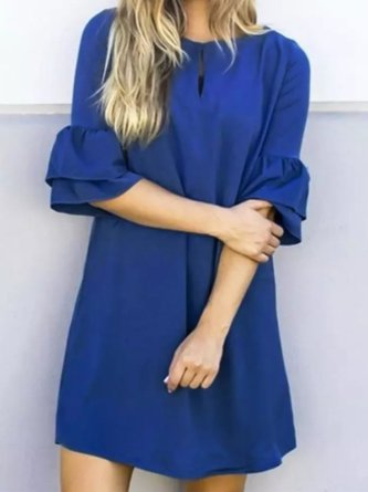 Crew Neck Half Sleeve Lady Sweet Dress