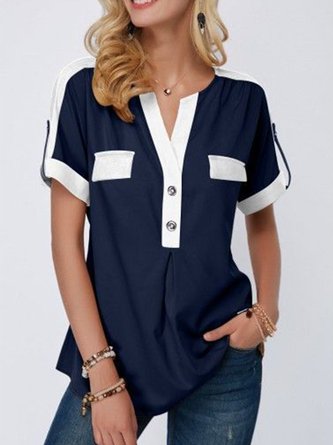 Short Sleeve Solid Work Shift Top