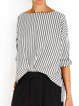 Stripes Crew Neck Casual Long Sleeve Top