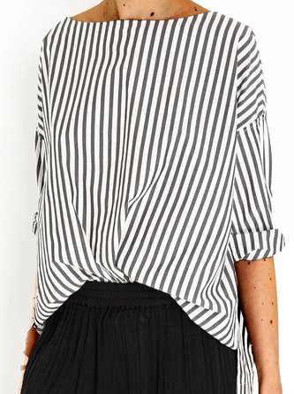 Stripes Crew Neck Casual Long Sleeve Top