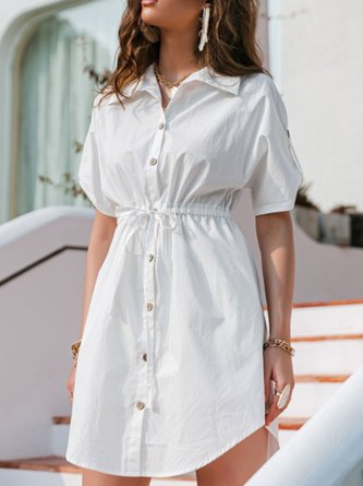 Work Shirt Collar Short Sleeve Dress