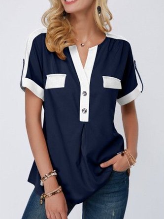 Short Sleeve Solid Work Shift Top