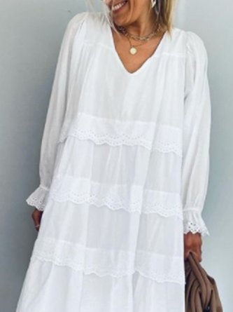 Holiday Shift V Neck Long Sleeve Dress