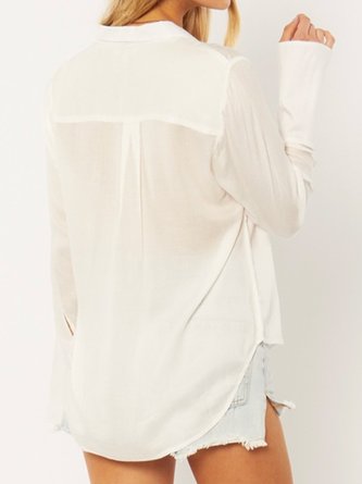 Long Sleeve Shirt Collar Casual Blouse