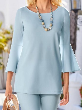 Simple & Basic Solid 3/4 Sleeve Top