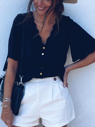 Casual  For Work Plain Blouse