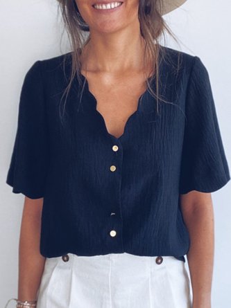 Casual  For Work Plain Blouse
