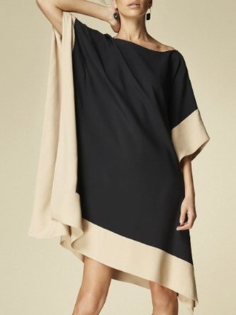 Simple Half Sleeve Shift Casual Midi Dress