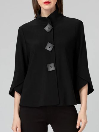 Elegant Stand Collar 3/4 Sleeve Blouses And Shirts