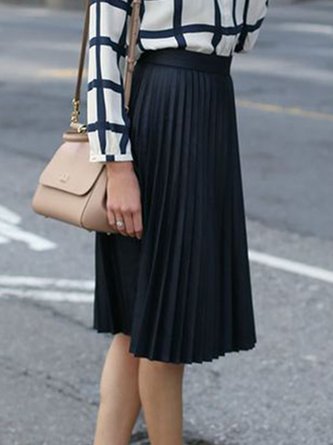 Plain A-Line Pleated Skirt