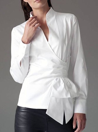 Solid Long Sleeve Regular Fit Elegant White Shirt