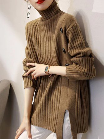 Women Plain Autumn Urban Acrylic High Elasticity Loose Long sleeve Regular Regular Size Sweater