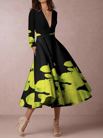 Abstract Elegant Regular Fit Midi Dress