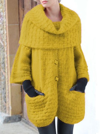 Urban Plain Turtleneck Sweater Coat