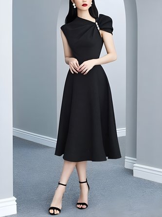 Elegant Asymmetrical Regular Fit No Elasticity Polyester Party Dress