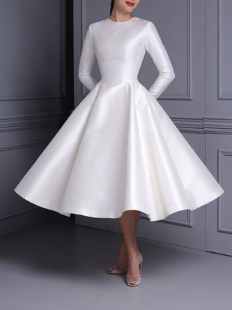 Long sleeve Satin Plain Regular Fit Elegant Dress