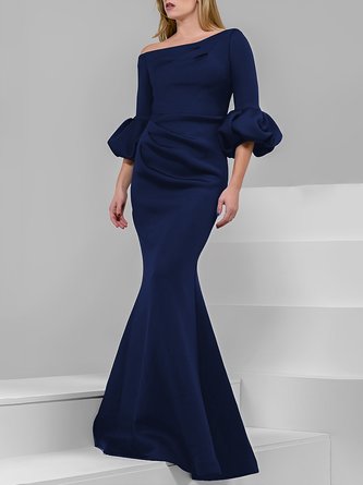 Regular Fit Elegant Plain One Shoulder Dress