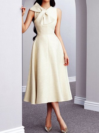 Elegant Regular Fit Plain Sleeveless Dress