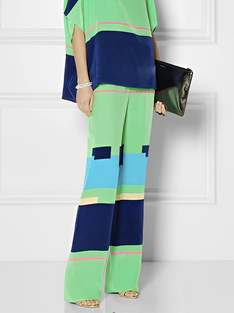 Plus Size Color Block Elegant Fashion Pants