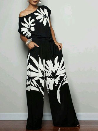 Crew Neck Casual Loosen Daily Jumpsuit