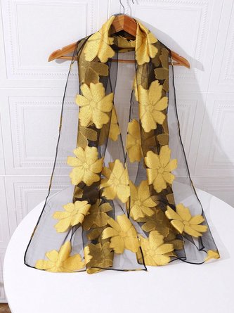 Elegant Floral Organza Scarf Lightweight Shawl Wrap