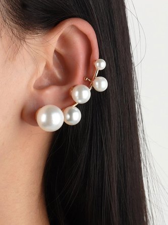 1pair Elegant Irregular Imitation Pearls Ear Cuff