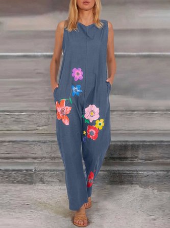 Black Floral-print Holiday One-Pieces