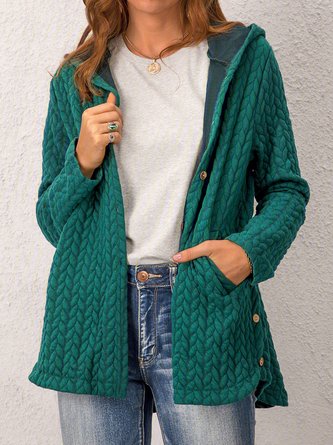 Solid Long Sleeve Hoodie Sweater Cardigan