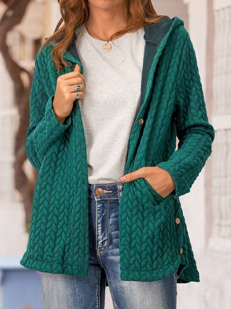 Solid Long Sleeve Hoodie Sweater Cardigan