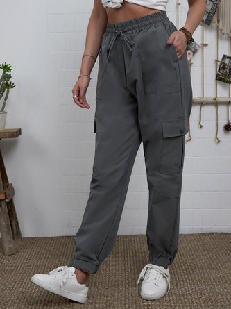 Casual Pockets Cotton-Blend Pants