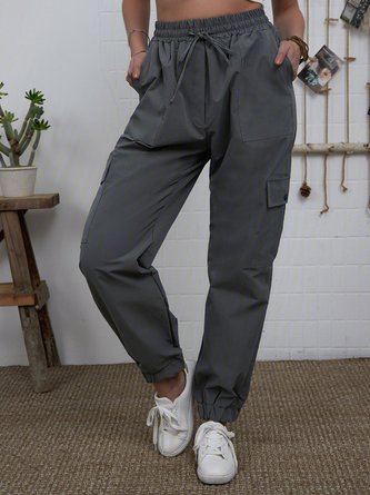 Casual Pockets Cotton-Blend Pants