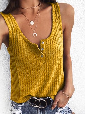 Plus Size Casual Solid Sleeveless Top