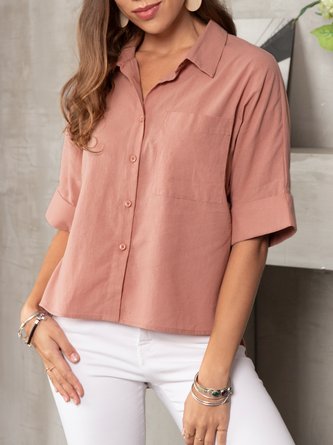 Solid Short Sleeve Blouse