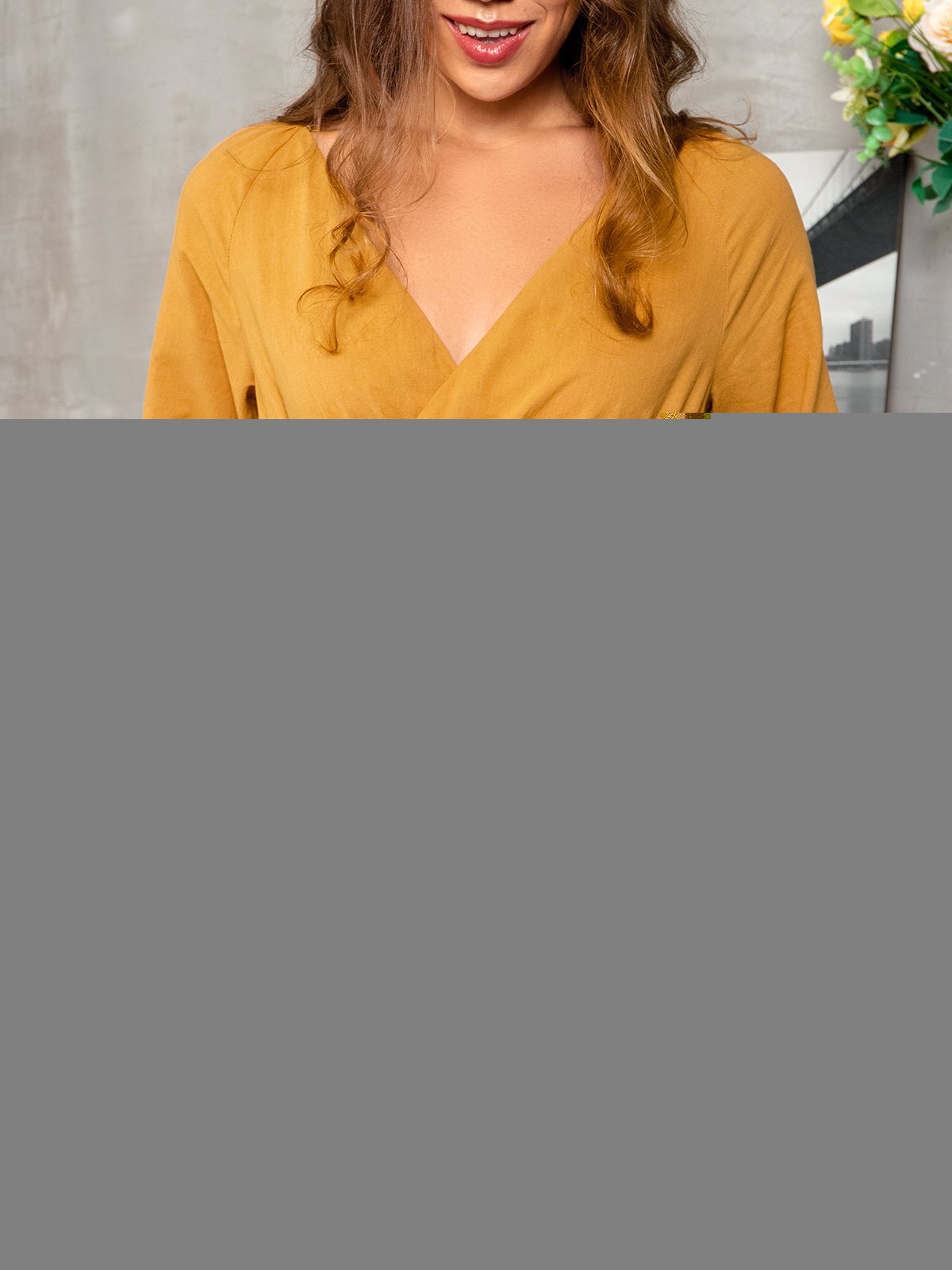 3/4 Sleeve V Neck Solid Rompers