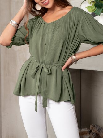 Half Sleeve V Neck Top