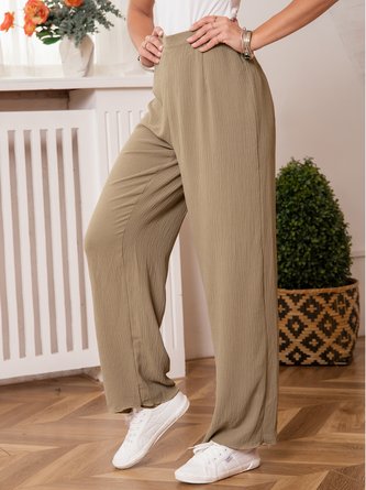 Casual Solid Straight Leg Pants