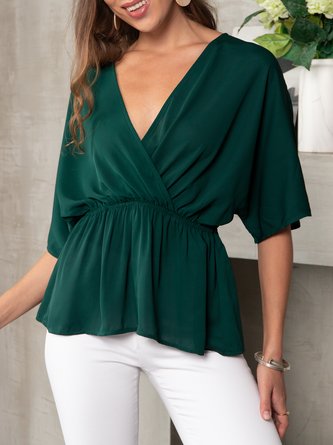 Half Sleeve V Neck Lady Top