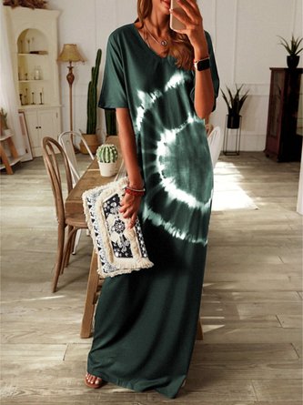 Ombre/tie-Dye Short Sleeve Dress