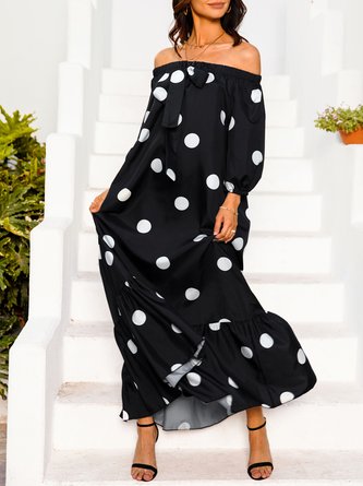 Midi Dresses Swing Polka Dots Dress