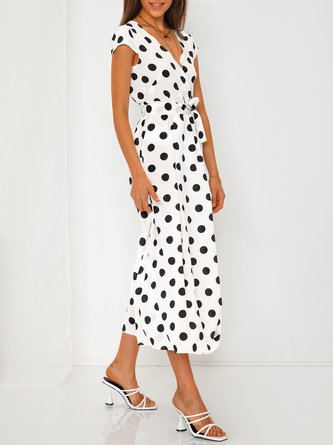 V Neck Short Sleeve Swing Dress